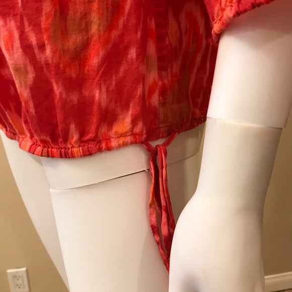 Lucky Brand Boho Peasant Top Womens Size Small On Off Shoulder Pink Orange - Picture 11 of 14